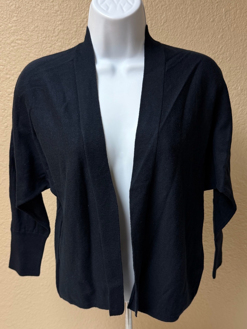 4/$20 CAbi Black Open-Front Lightweight Cardigan